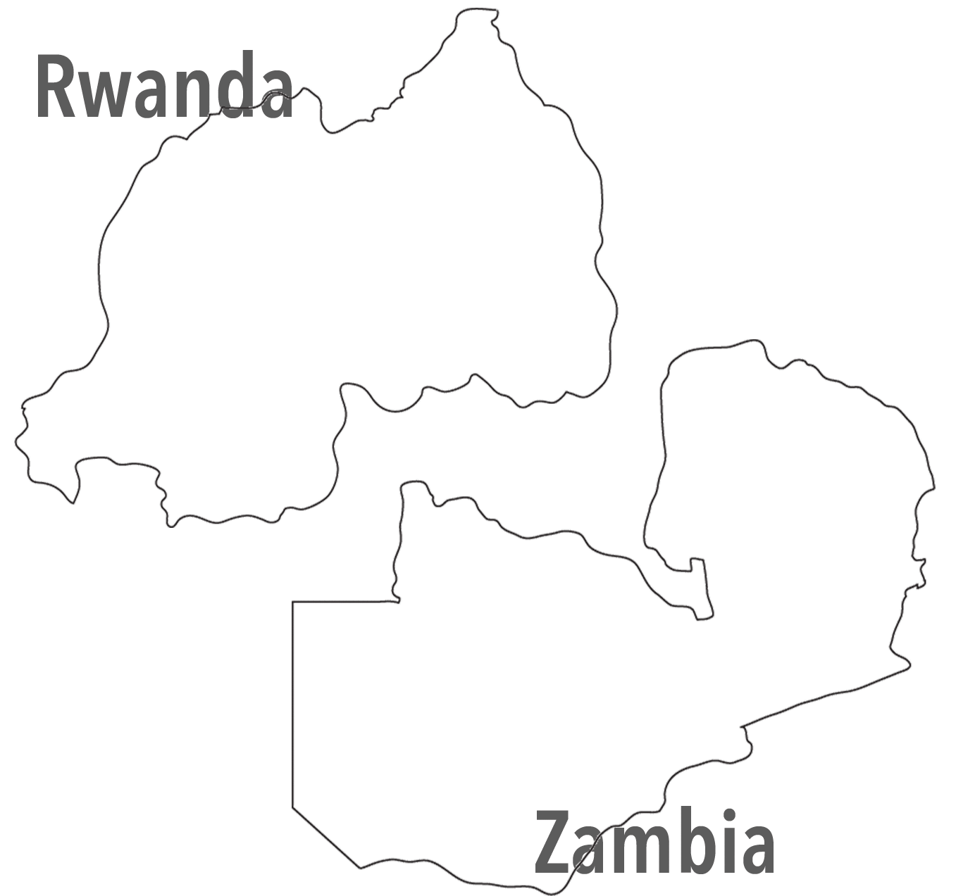 Rwanda and Zambia map outline